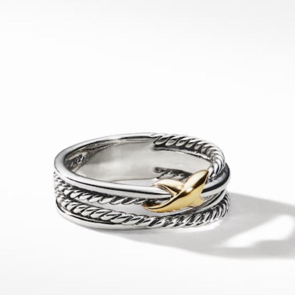 X Crossover Ring with 18K Gold